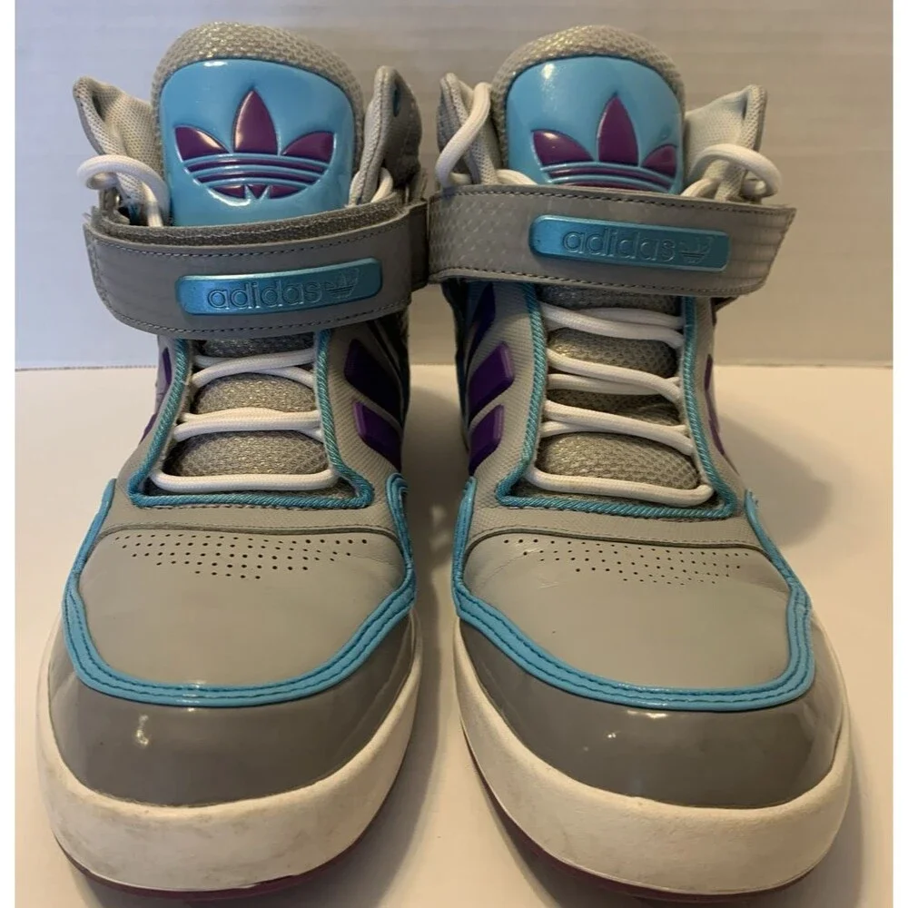 Adidas EVM 004001 Size 10 High Top Basketball Shoes Gray Blue Purple